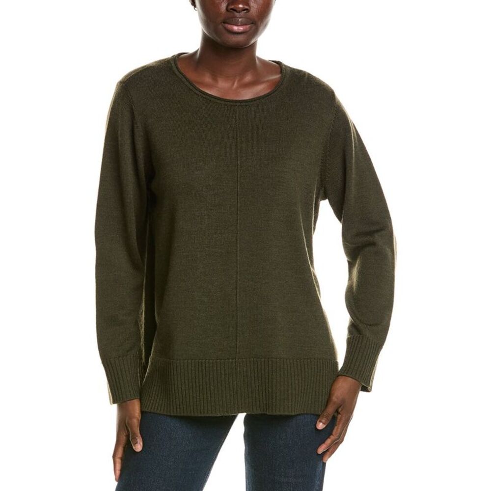 Eileen Fisher Womens  Crewneck Wool Sweater, Green